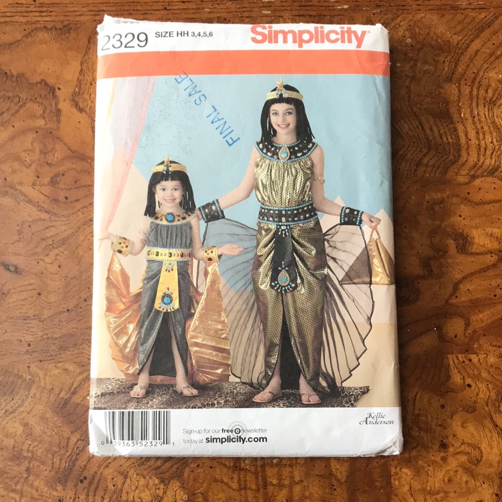 Simplicity Pattern 2329 Cleopatra Egyptian Girls Costume Sz 3 4 5 6